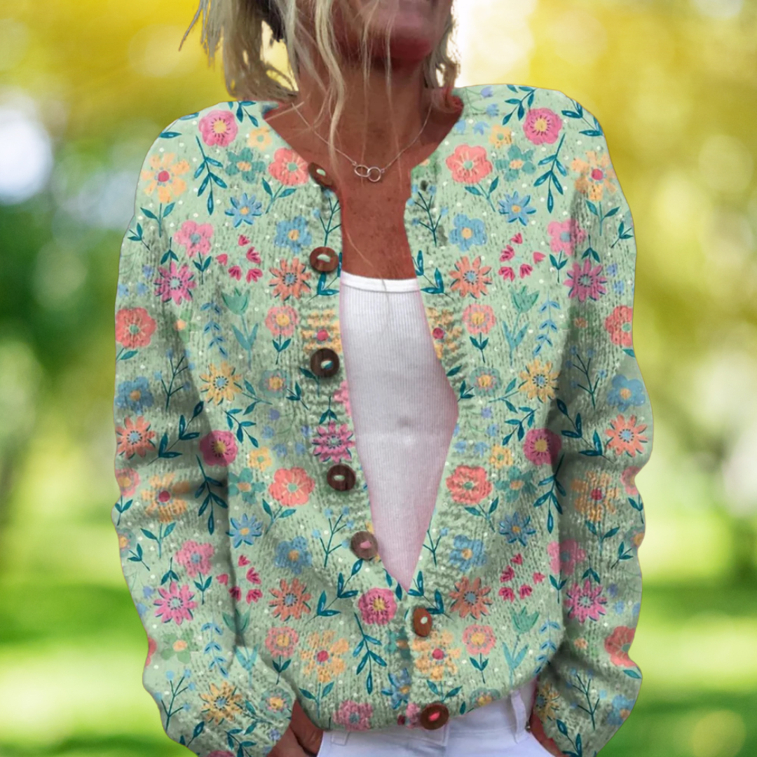 Vintage Lente Vest met Bloemenprint