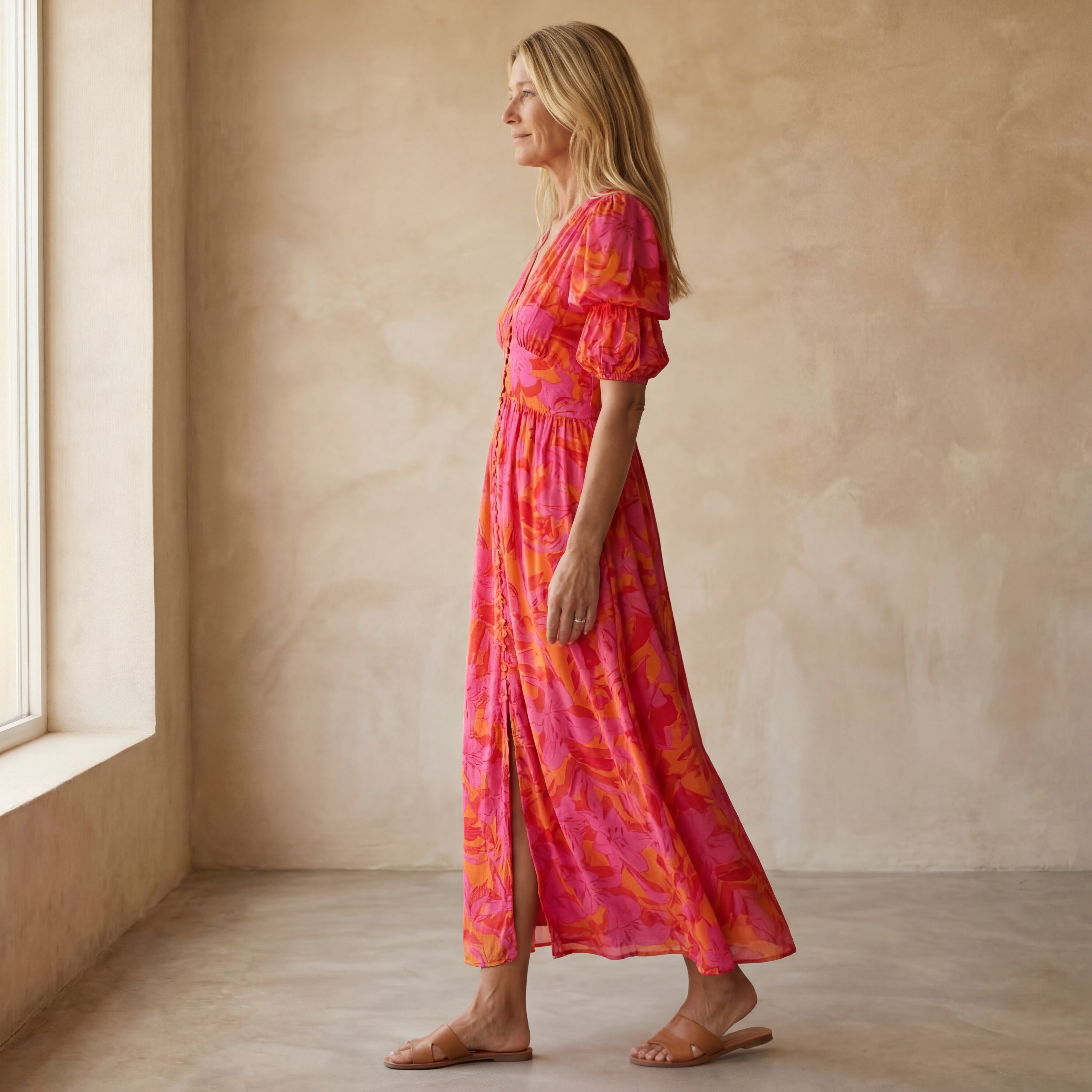 Diana - Roze-Rode Maxi Jurk