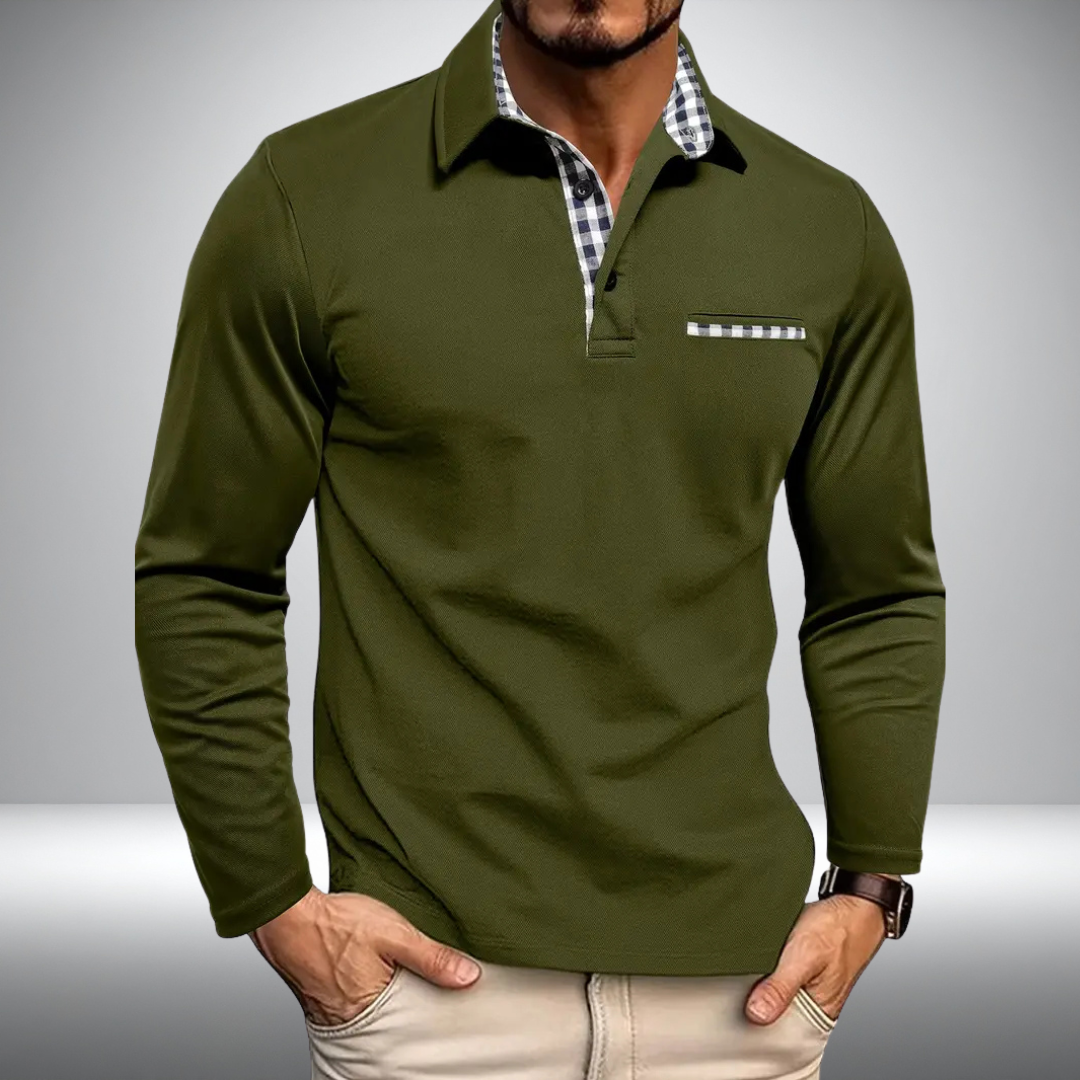 Adrian – Stijlvolle Polo met Lange Mouwen (Olijfgroen)
