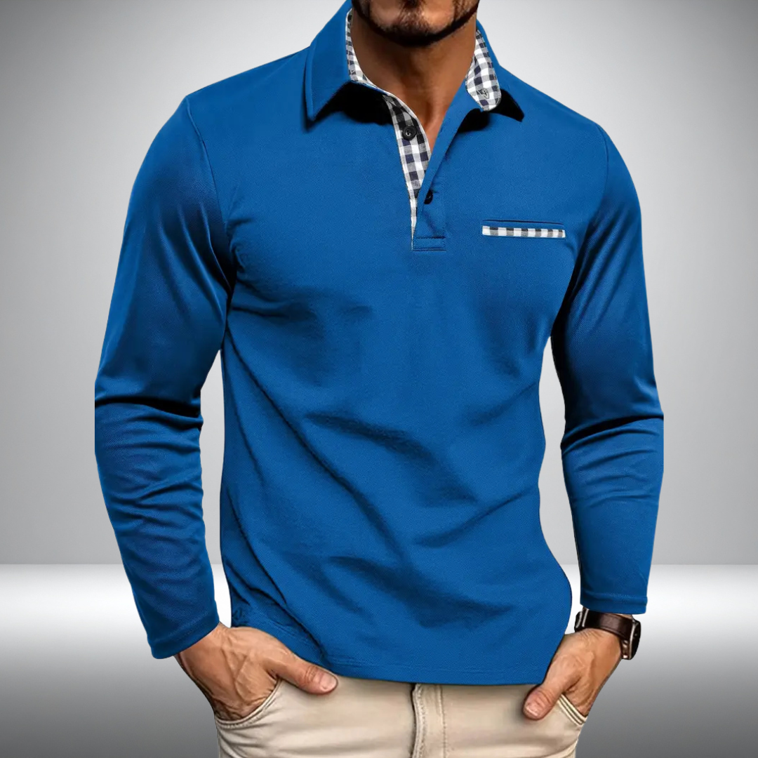 Adrian – Stijlvolle Polo met Lange Mouwen (Donkerblauw)