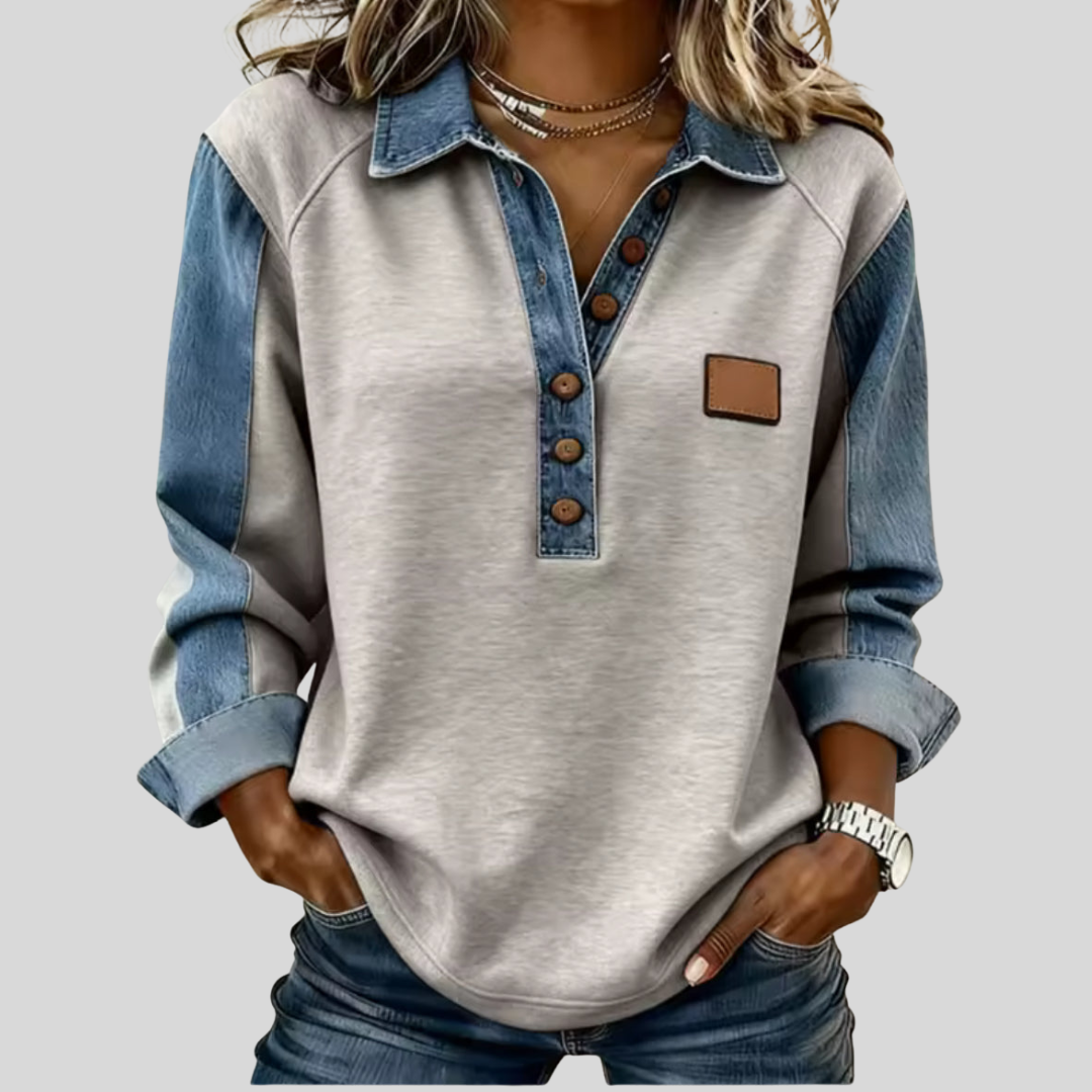 Isabelle - Trui met Denim Kraag