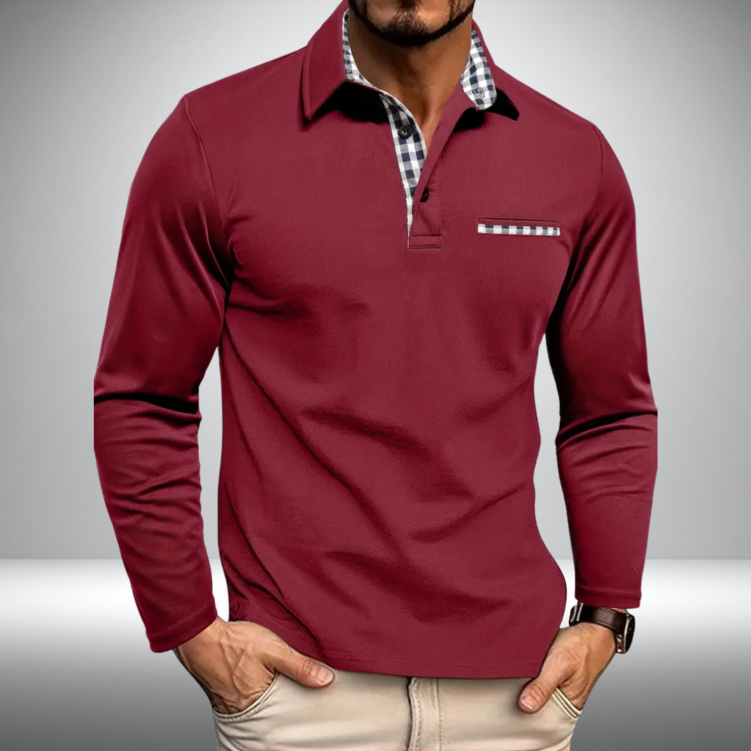 Adrian – Stijlvolle Polo met Lange Mouwen (Rood)