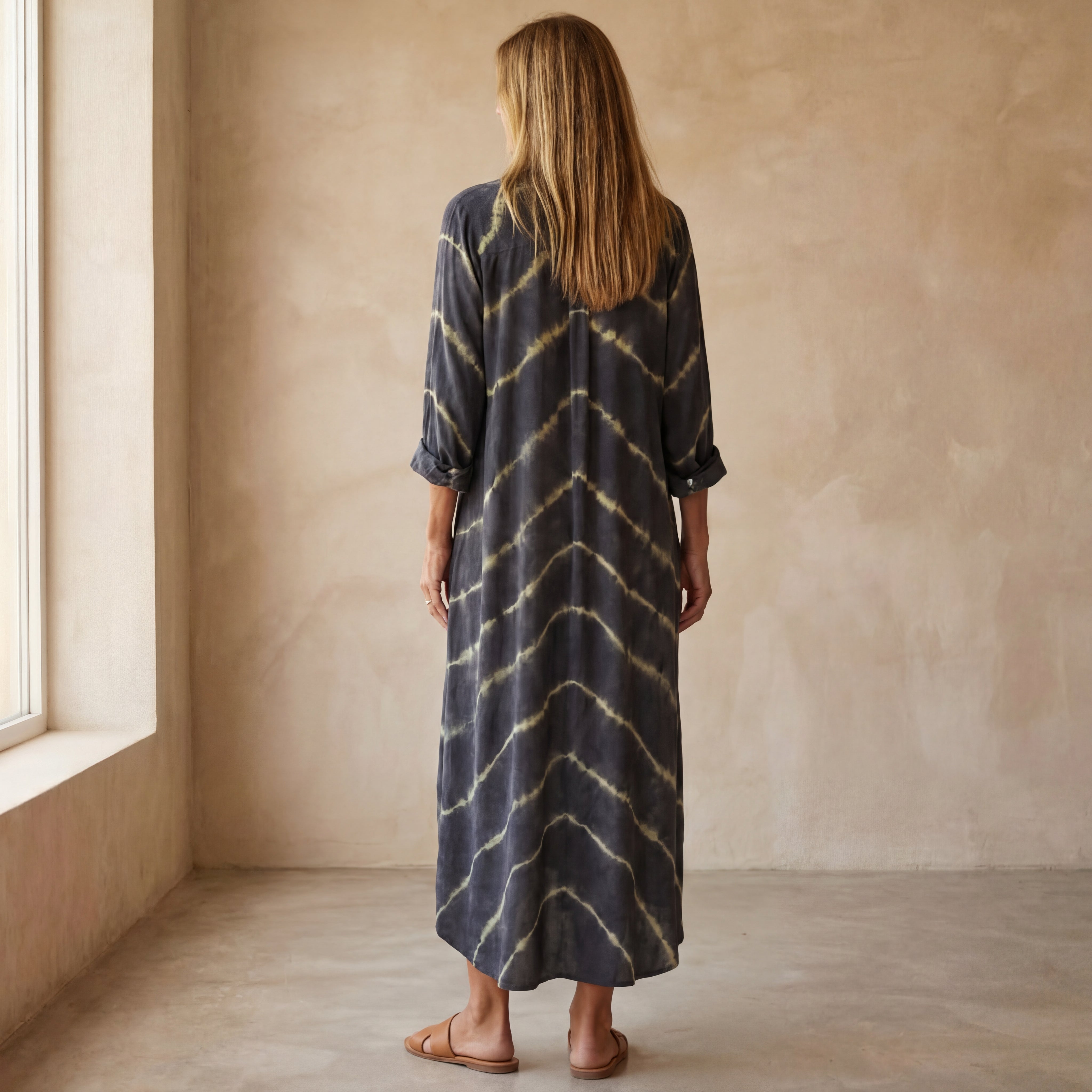 Bo - Boho Gestreepte Jurk met Lange Mouwen