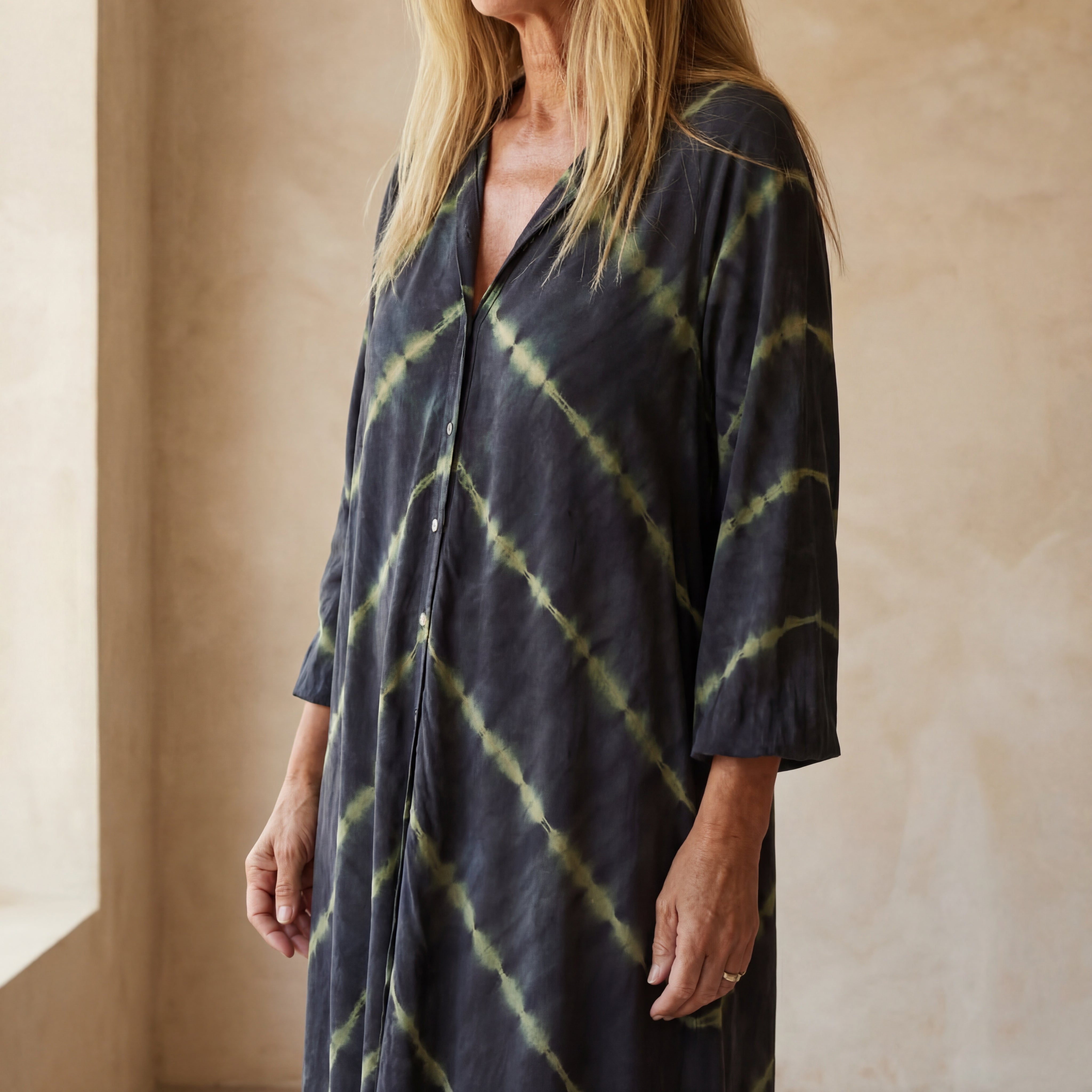 Bo - Boho Gestreepte Jurk met Lange Mouwen