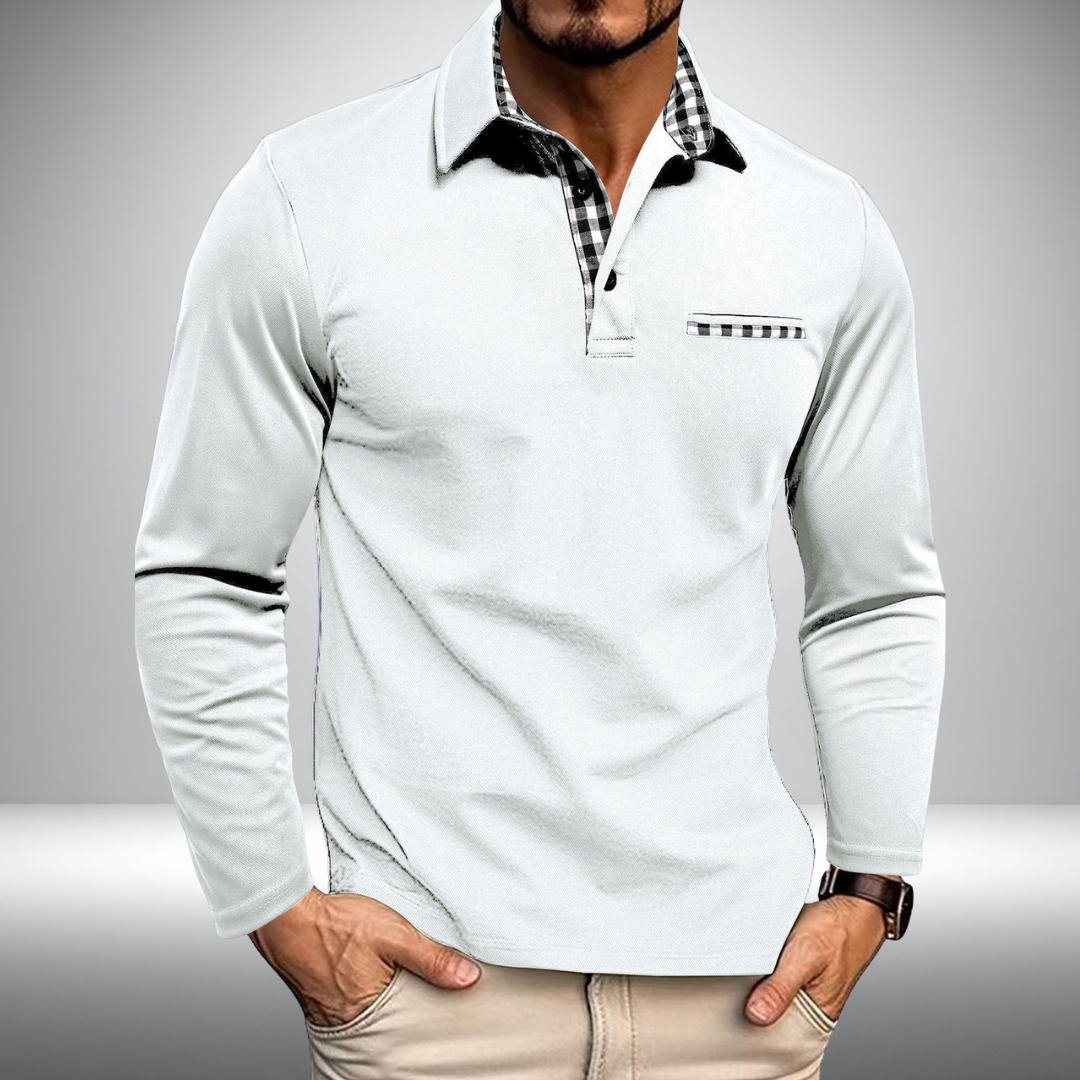 Adrian – Stijlvolle Polo met Lange Mouwen (Wit)