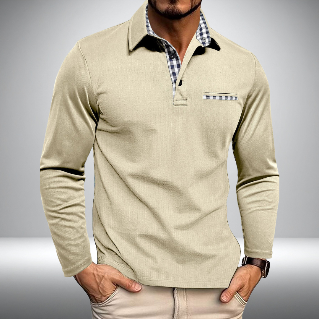 Adrian – Stijlvolle Polo met Lange Mouwen (Beige)