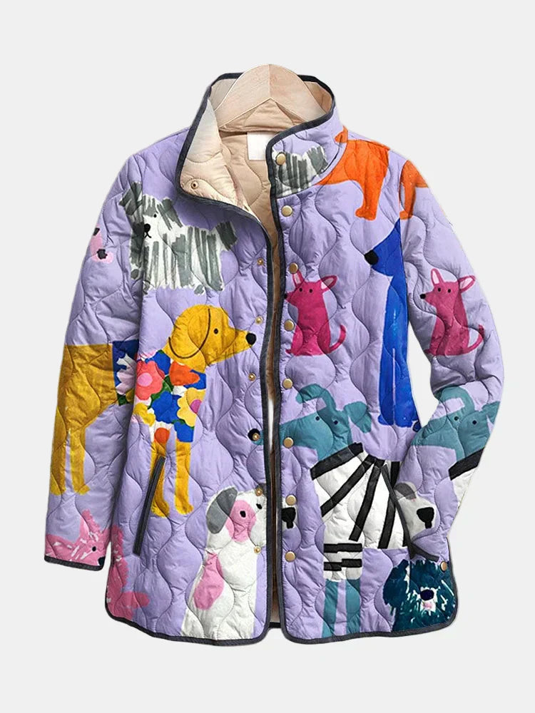 Gewatteerde Jas met Hondenprint