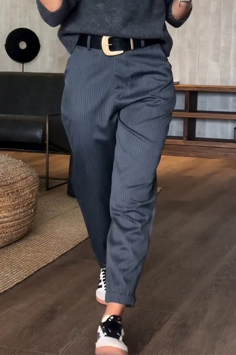 Anne - Elegante Figuurflatterende Broek met Strepen