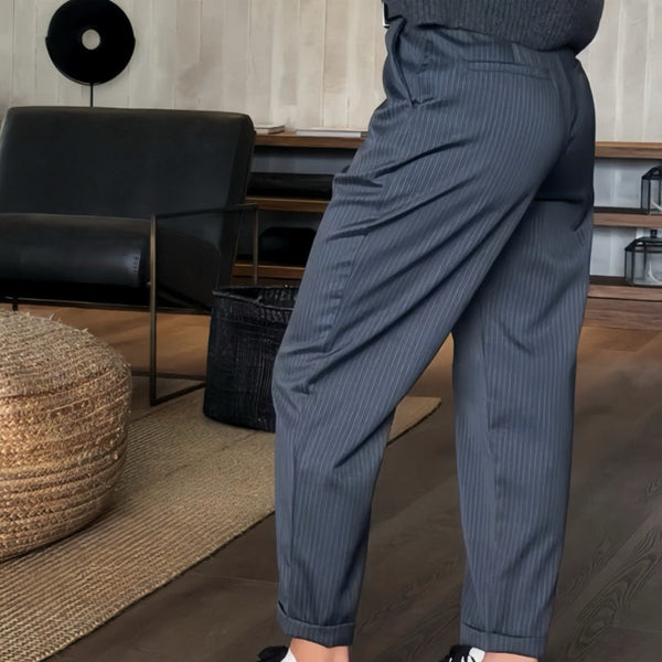 Anne - Elegante Figuurflatterende Broek met Strepen