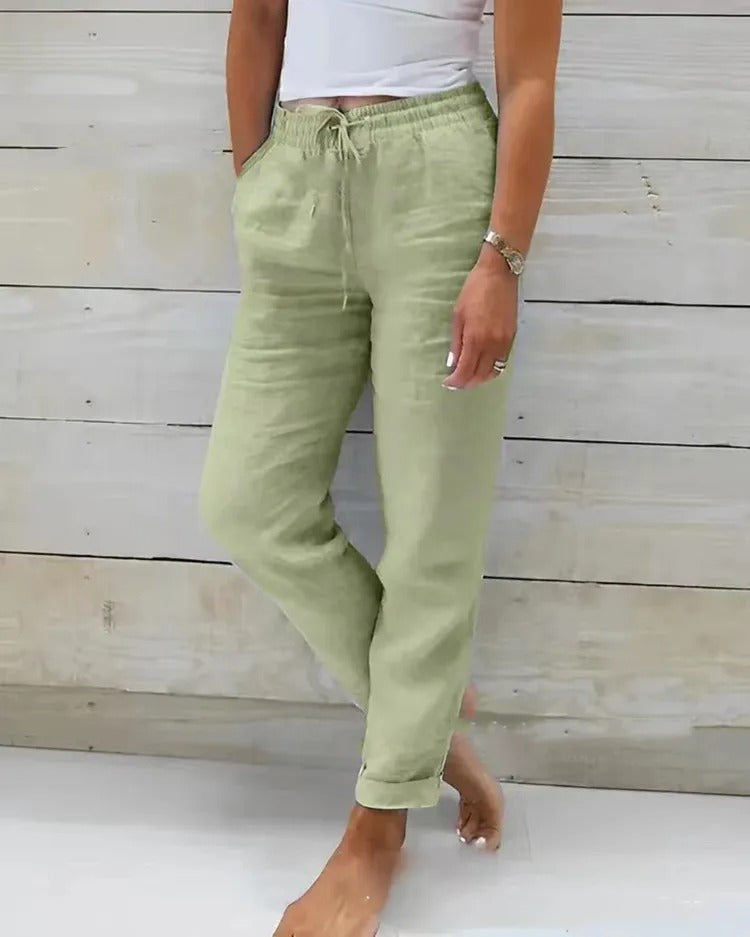 Mia - Ademende Linnen Pantalon, Casual en Stijlvol
