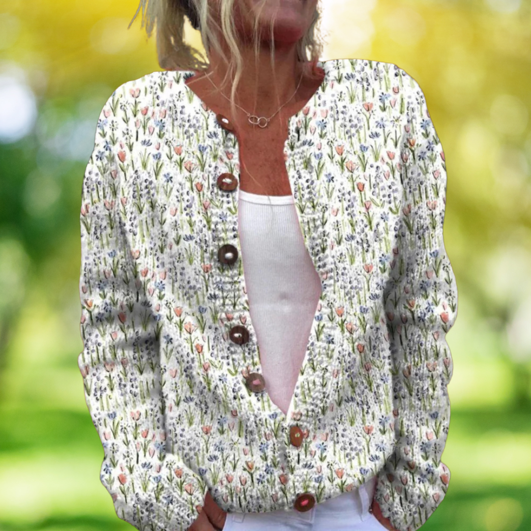 Vintage Lente Vest met Bloemenprint