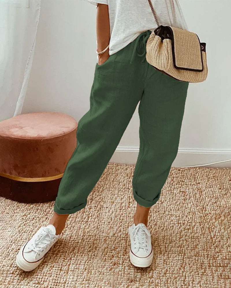 Sofie – Ademende Linnen Pantalon, Casual en Stijlvol