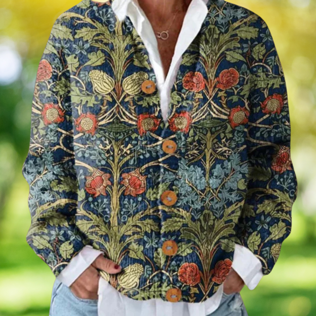 Vintage Lente Vest met Bloemenprint