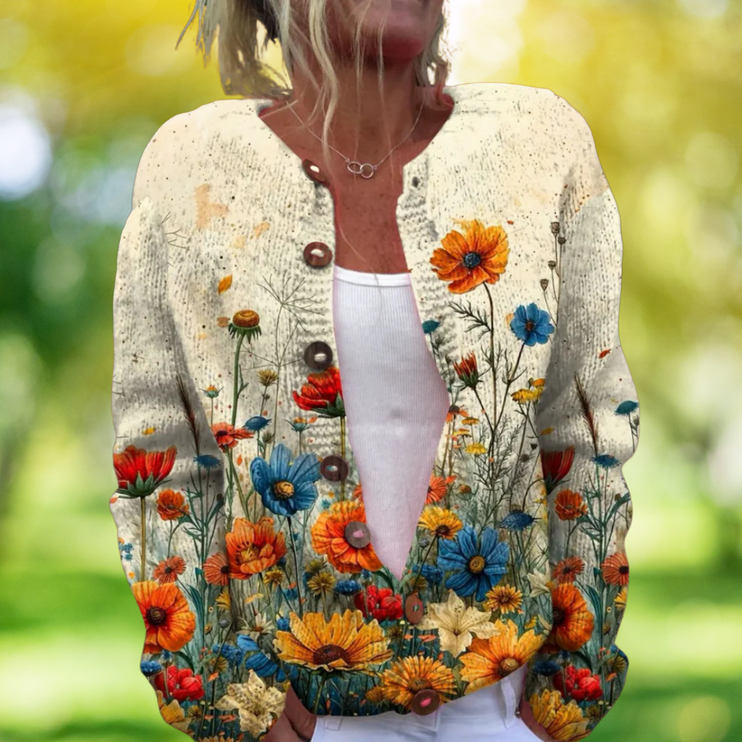 Vintage Lente Vest met Bloemenprint