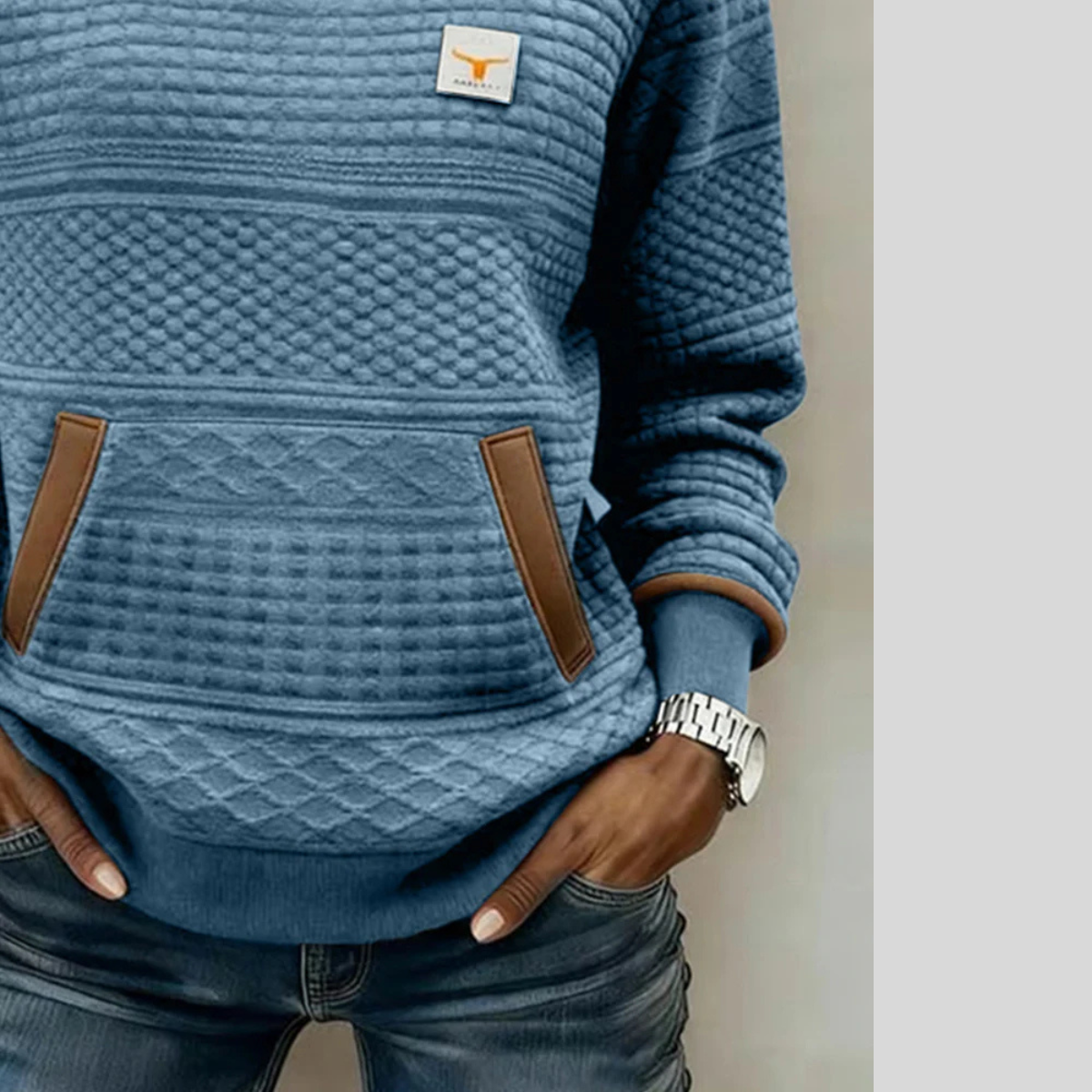 Lynn - Colorblock Hoodie met Ronde Hals