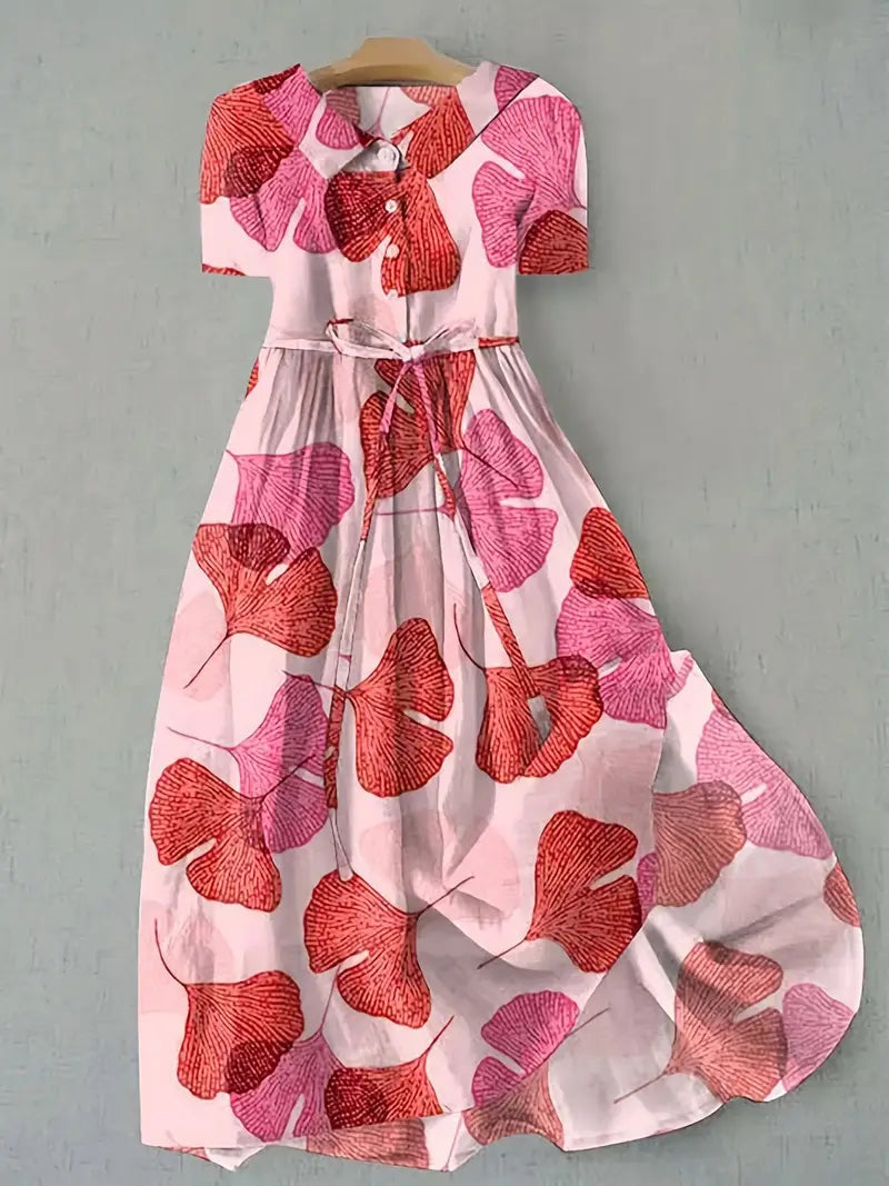 Camille | Zachte roze bloemenjurk